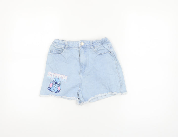 Primark Girls Blue Denim Stitch Cut-Off Shorts 10-11 Years