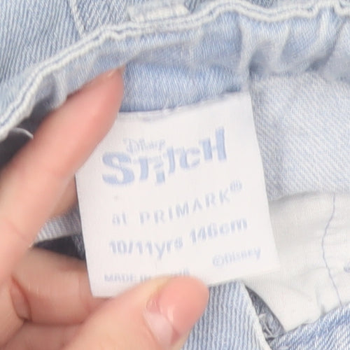 Primark Girls Blue Denim Stitch Cut-Off Shorts 10-11 Years