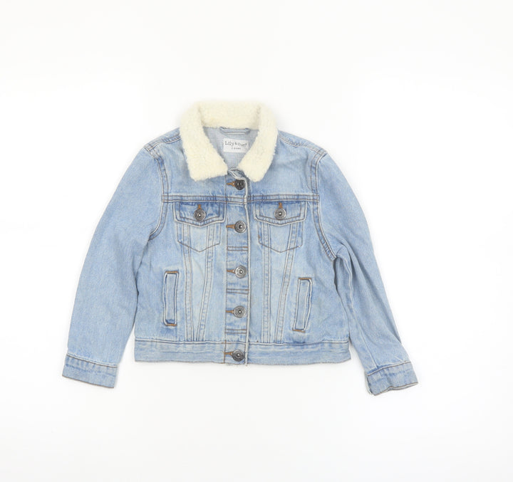 Lily & Dan Girls Blue Denim Faux Fur Collar Jacket 3-4 Years