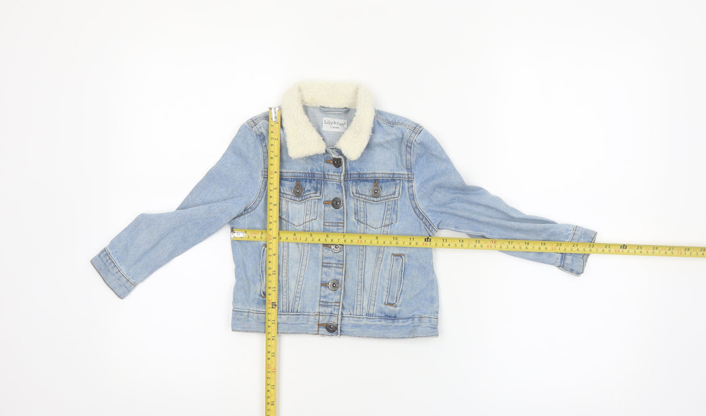Lily & Dan Girls Blue Denim Faux Fur Collar Jacket 3-4 Years