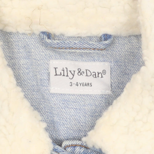 Lily & Dan Girls Blue Denim Faux Fur Collar Jacket 3-4 Years