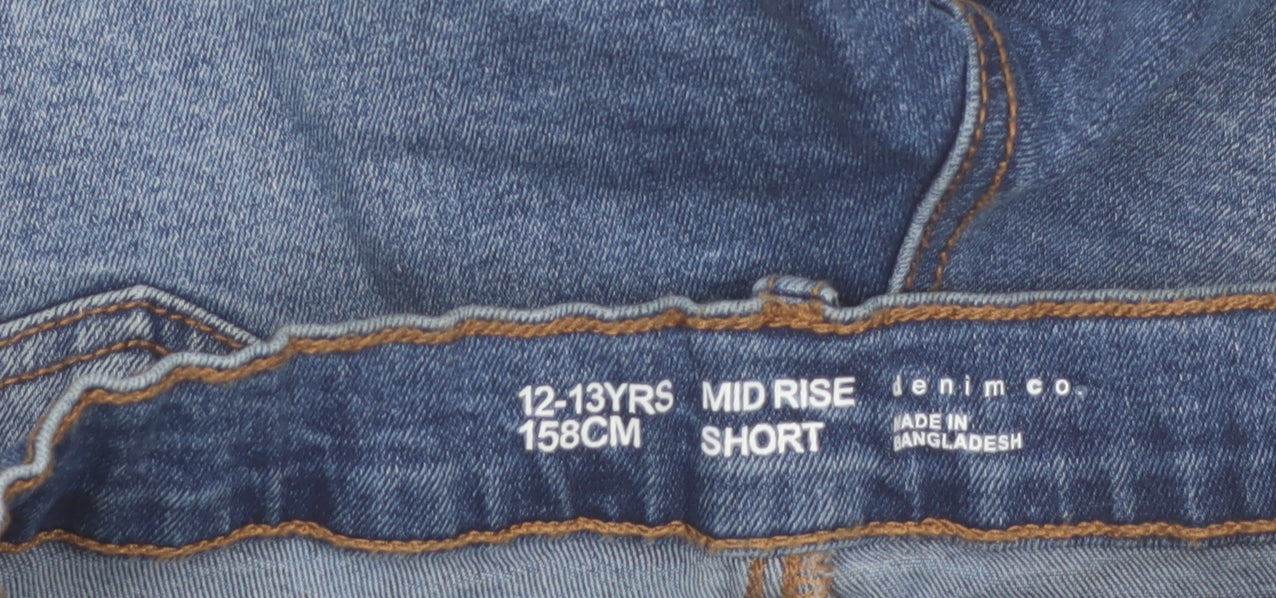 Denim Co Girls Blue Denim Cut-Off Shorts 12-13 Years Frayed Hem Casual