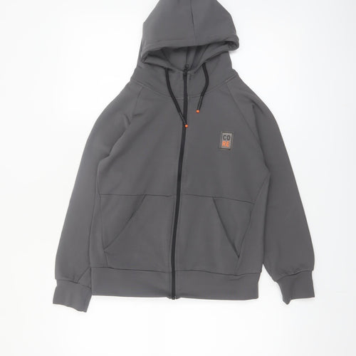 Mago Kids Boys Grey Full Zip Hoodie Size 12 Years Core Logo Lightweight