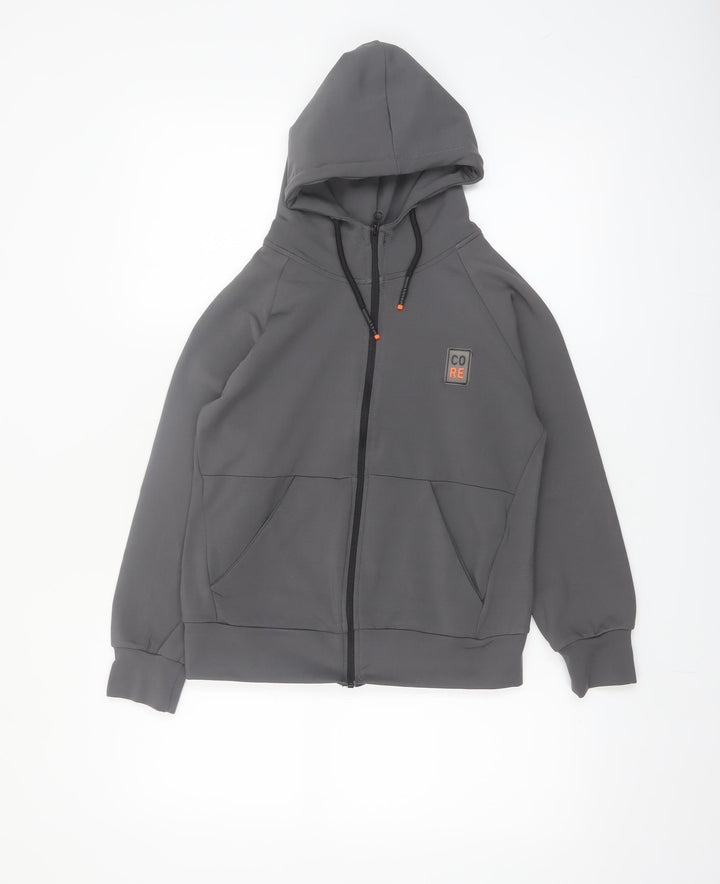 Mago Kids Boys Grey Full Zip Hoodie Size 12 Years Core Logo Lightweight