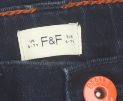 F&F Boys Blue Skinny Fit Denim Jeans 6-7 Years Stretch Casual