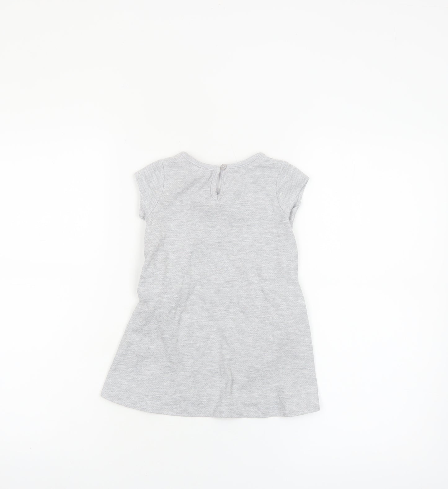 Hello Kitty Girls Grey T-Shirt Dress 18-24 Months Cotton Casual Bow Detail