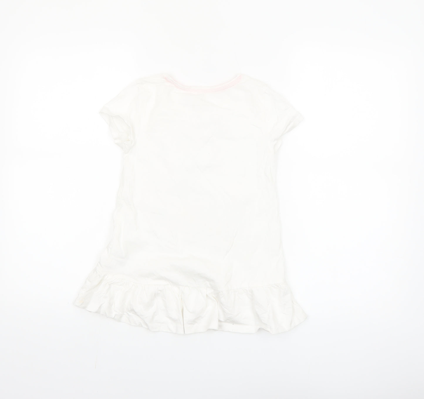 Cynthia Rowley Girls White Unicorn Sequin Ruffle Hem T-Shirt 6 Years