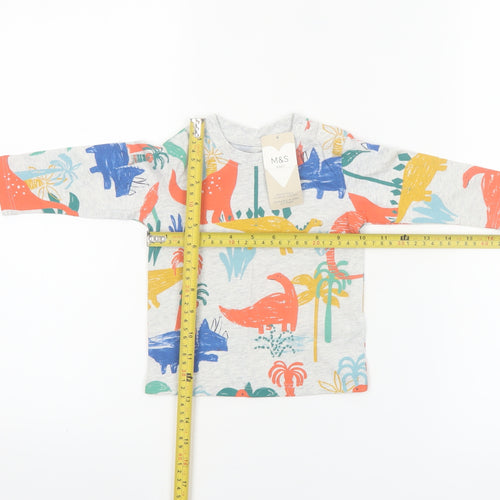 Marks and Spencer Baby Unisex Multicoloured Dinosaur Long Sleeve T-Shirt 3-6 Months