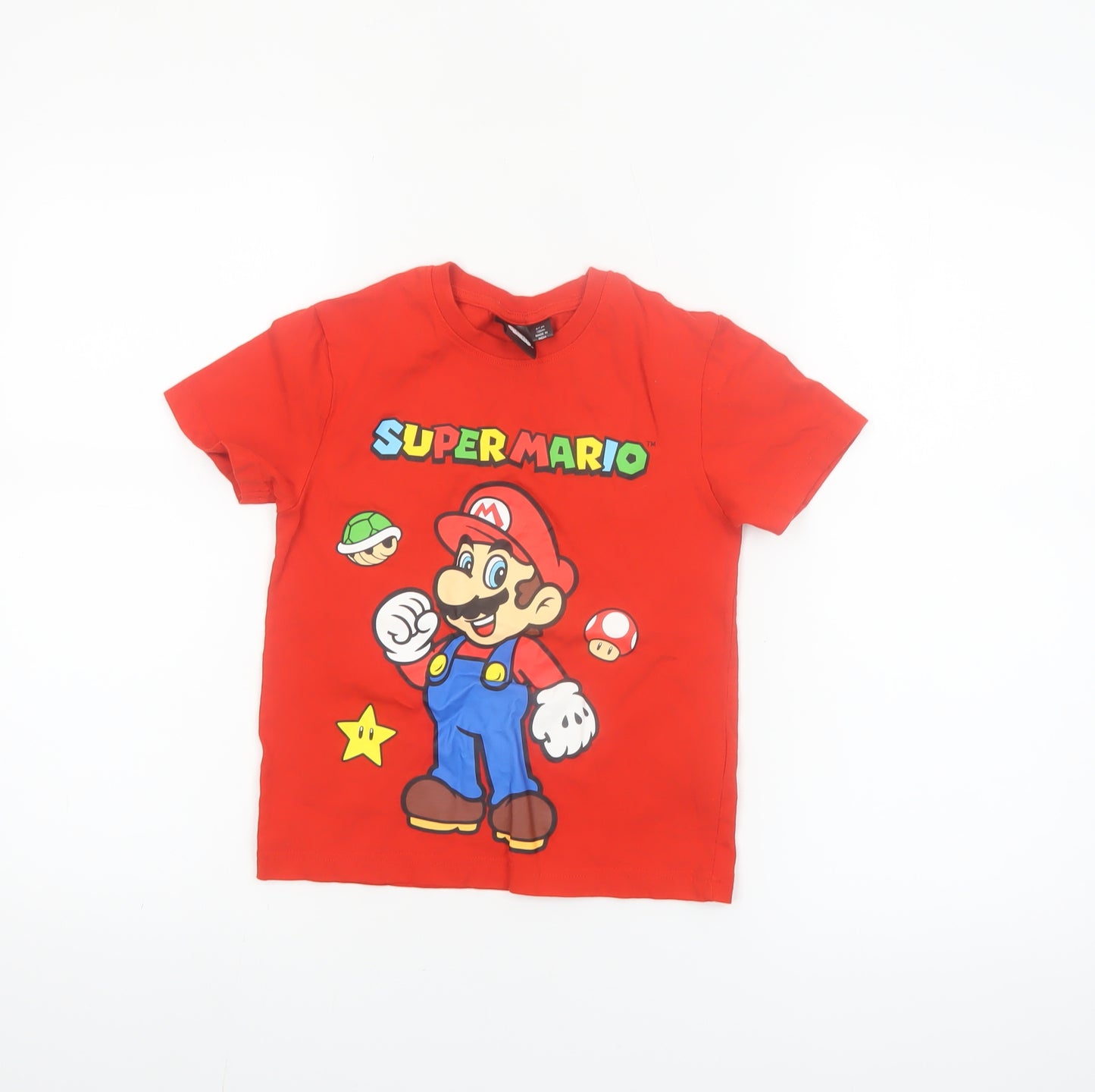 Super Mario Boys Red Graphic T-Shirt 6-7 Years Cotton Crew Neck Top
