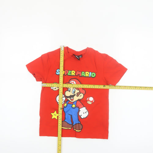 Super Mario Boys Red Graphic T-Shirt 6-7 Years Cotton Crew Neck Top