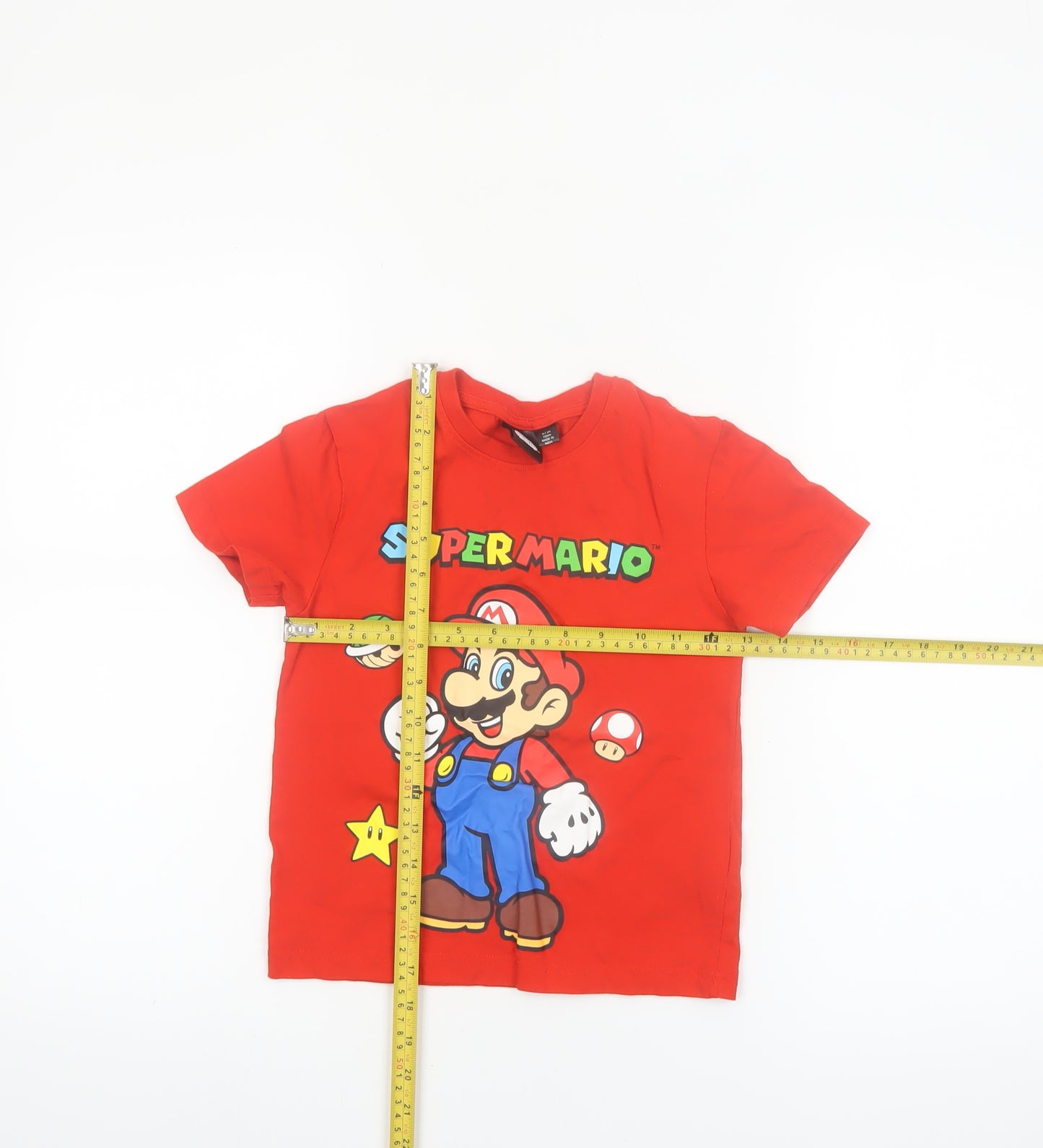 Super Mario Boys Red Graphic T-Shirt 6-7 Years Cotton Crew Neck Top