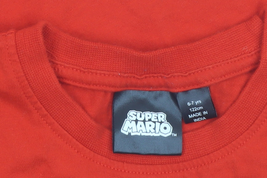 Super Mario Boys Red Graphic T-Shirt 6-7 Years Cotton Crew Neck Top