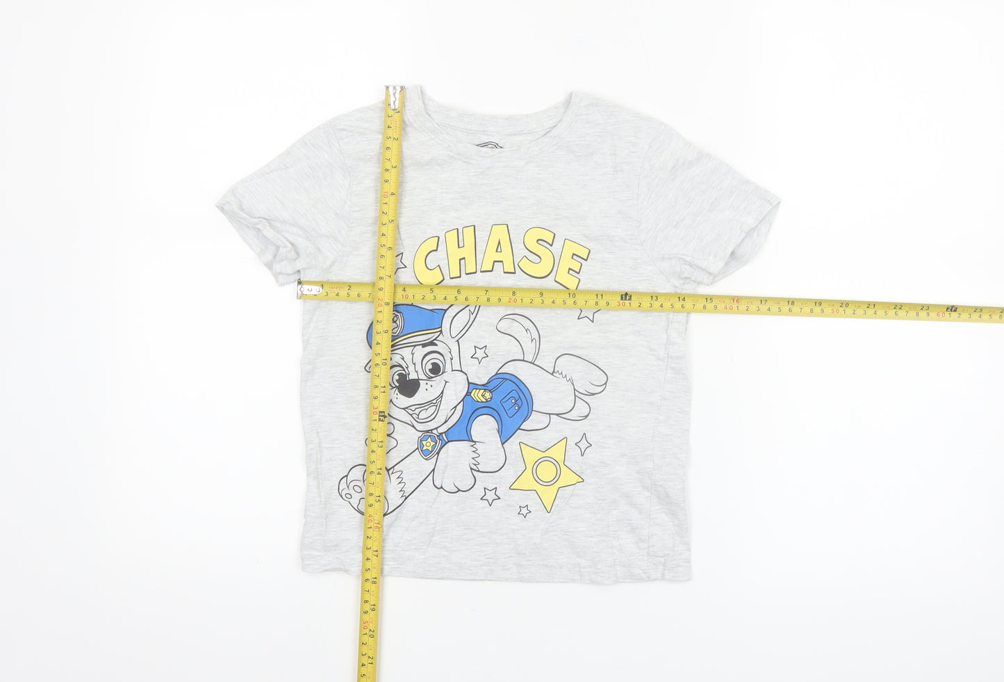 Nickelodeon Boys Grey Chase PAW Patrol T-Shirt 6-7 Years Short Sleeve