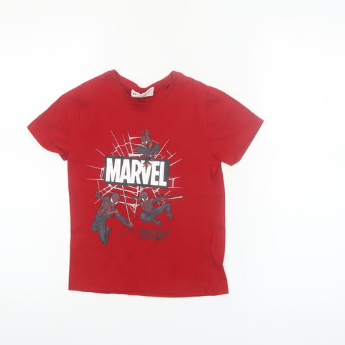 Marvel Boys Red Spider-Man Graphic T-Shirt 5-6 Years Short Sleeve Cotton