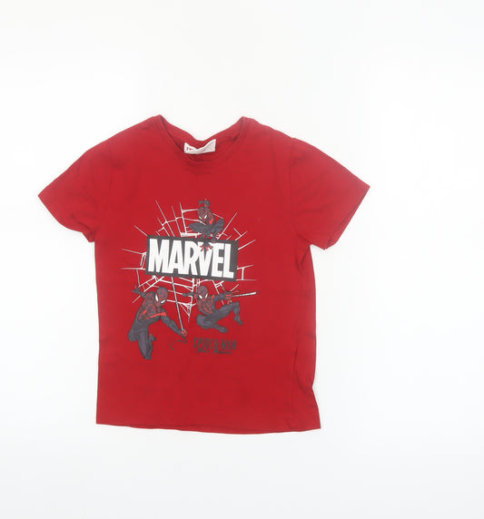 Marvel Boys Red Spider-Man Graphic T-Shirt 5-6 Years Short Sleeve Cotton