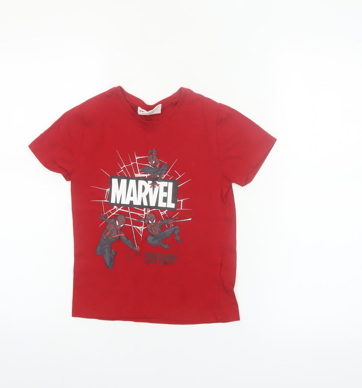 Marvel Boys Red Spider-Man Graphic T-Shirt 5-6 Years Short Sleeve Cotton