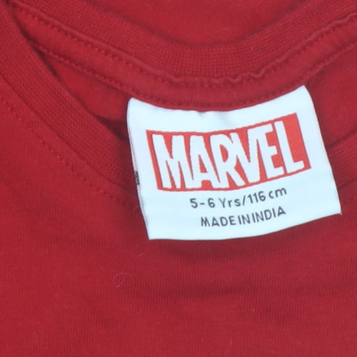 Marvel Boys Red Spider-Man Graphic T-Shirt 5-6 Years Short Sleeve Cotton