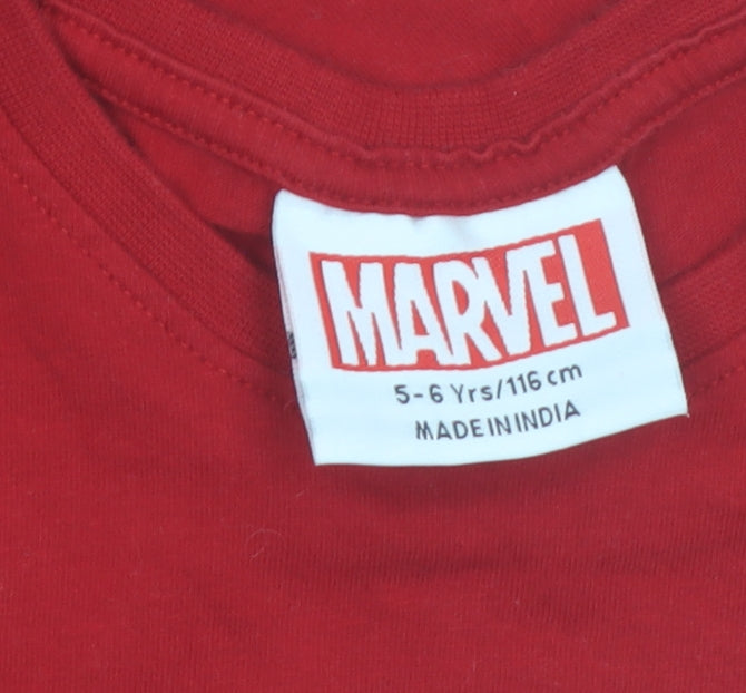 Marvel Boys Red Spider-Man Graphic T-Shirt 5-6 Years Short Sleeve Cotton