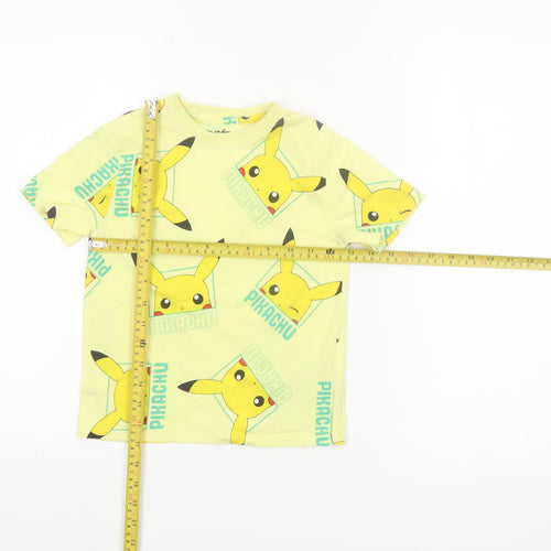 Primark Boys Yellow Pokémon Pikachu Graphic Cotton T-Shirt 7 Years