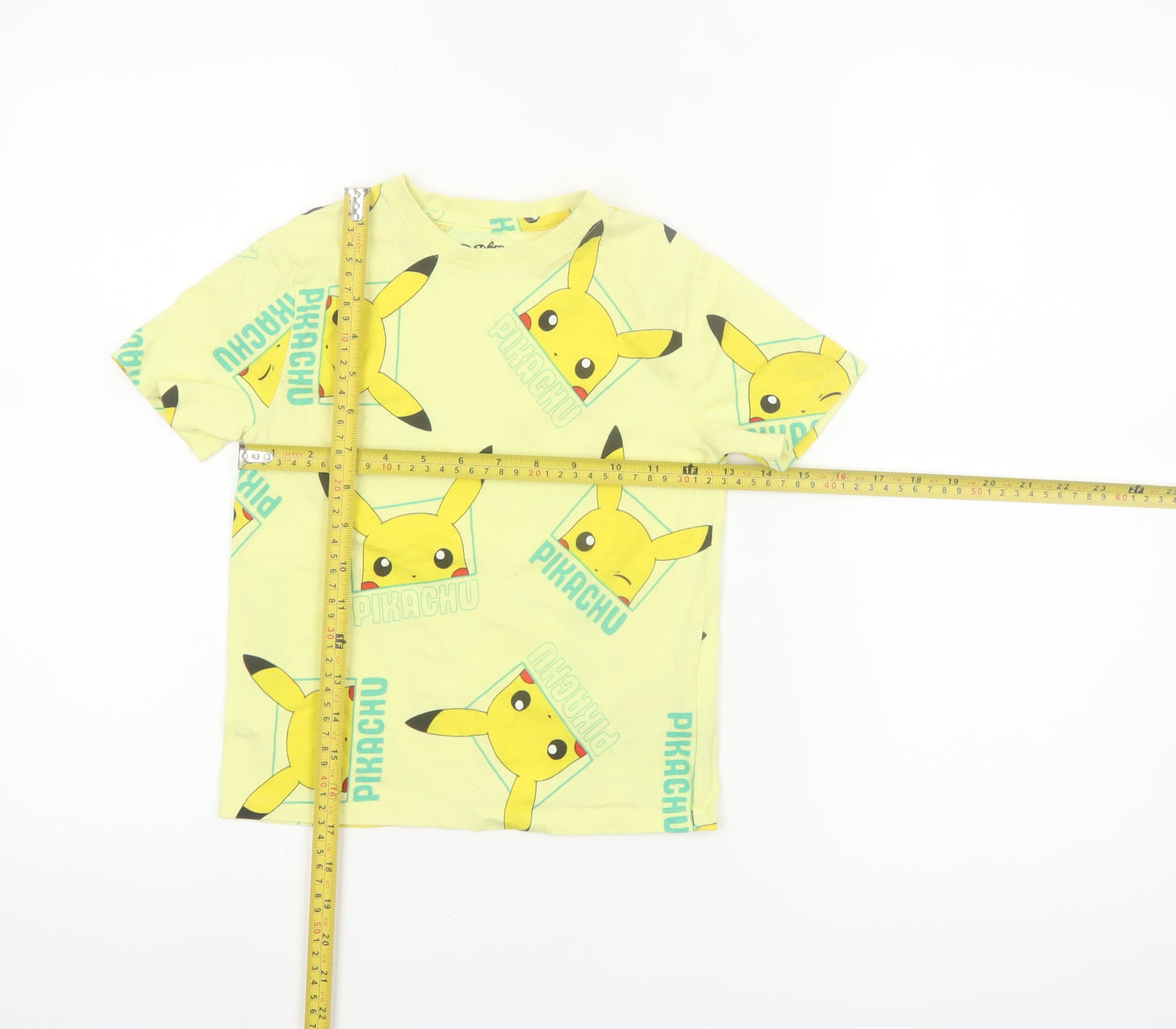 Primark Boys Yellow Pokémon Pikachu Graphic Cotton T-Shirt 7 Years