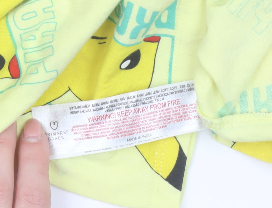Primark Boys Yellow Pokémon Pikachu Graphic Cotton T-Shirt 7 Years