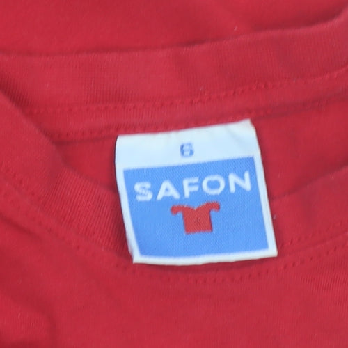 Safon Boys Red Shark Graphic Cotton Short Sleeve T-Shirt 6 Years