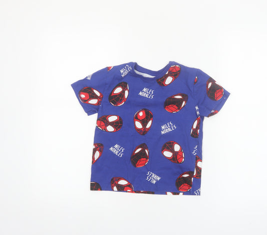 Marvel Boys Blue Miles Morales Spider-Man Short Sleeve Cotton T-Shirt 6-7 Years