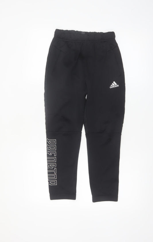 Adidas Boys Black 9-10 Years Jogger Trousers with Elastic Waist