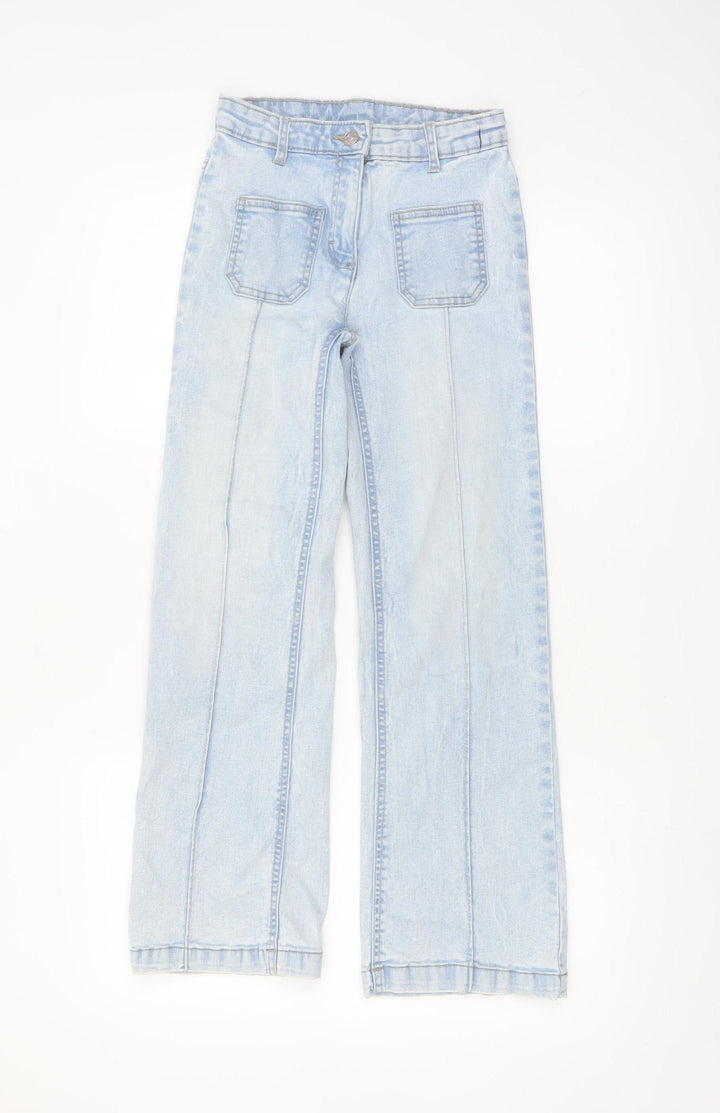 Dunnes Stores Girls Light Blue Wide-Leg Jeans 25in Waist Denim Summer Casual