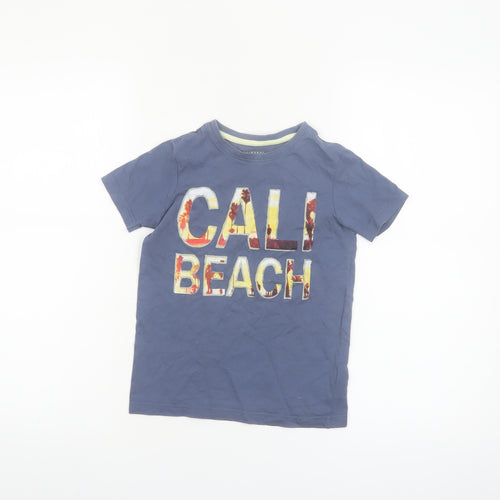 Primark Boys Blue CALI BEACH Short Sleeve Cotton T-Shirt 6-7 Years