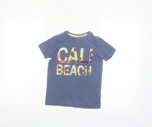 Primark Boys Blue CALI BEACH Short Sleeve Cotton T-Shirt 6-7 Years