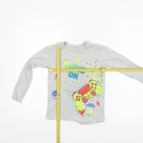 Dunnes Stores Boys Grey Long Sleeve Game On Graphic T-Shirt 7-8 Years