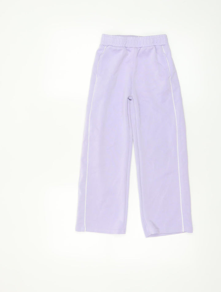 Dunnes Stores Girls Purple Sweatpants 7-8 Years Elastic Waist Side Stripe