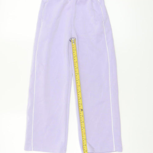Dunnes Stores Girls Purple Sweatpants 7-8 Years Elastic Waist Side Stripe
