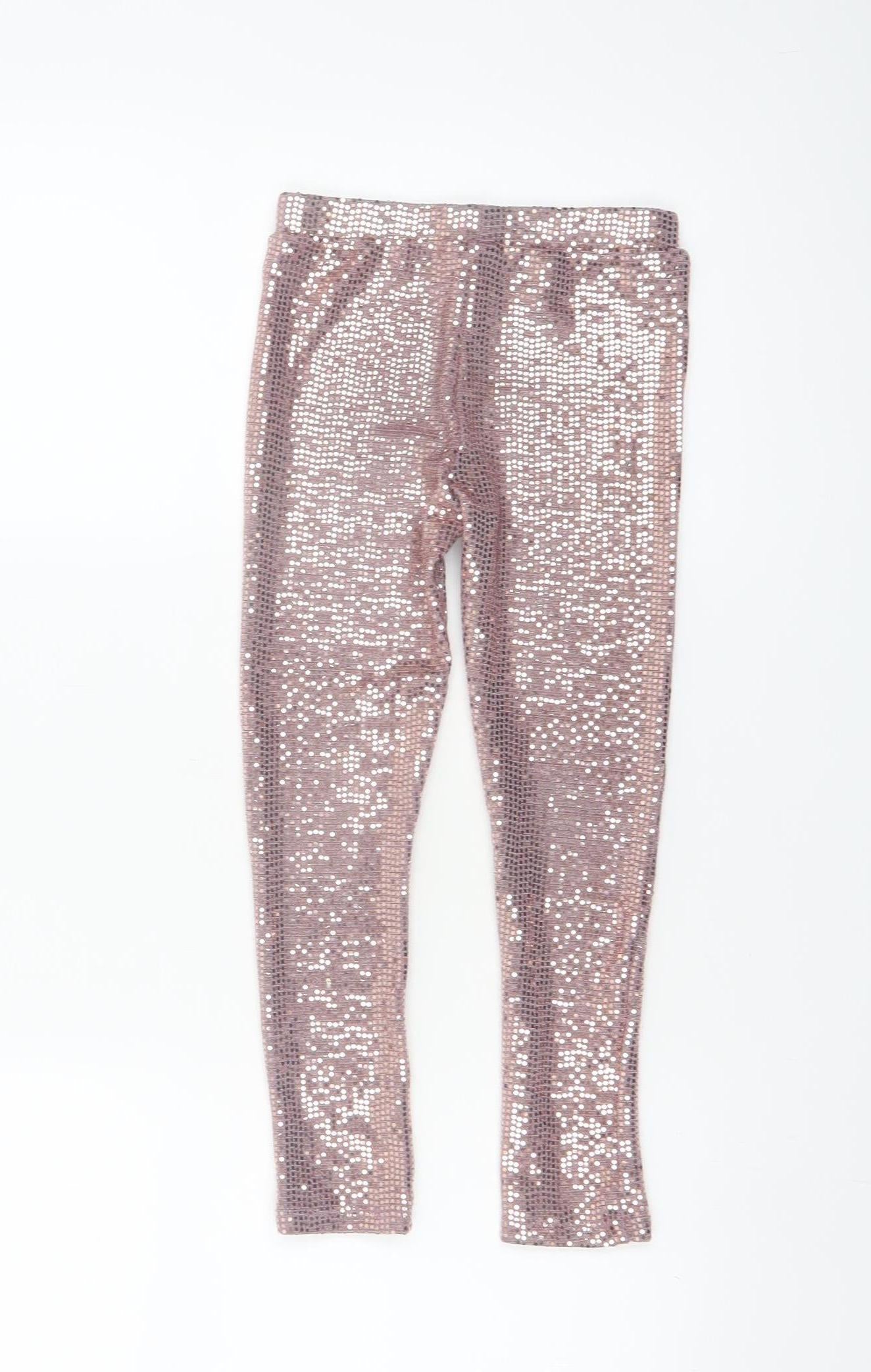 Dunnes Stores Girls Pink Sequin Party Jeggings 5-6 Years