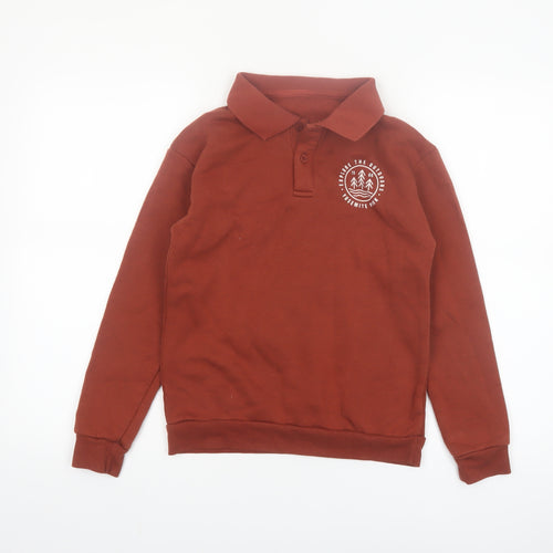 Dunnes Stores Boys Brown Collared Henley Sweatshirt 10-11 Years Outdoor Graphic