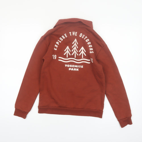 Dunnes Stores Boys Brown Collared Henley Sweatshirt 10-11 Years Outdoor Graphic