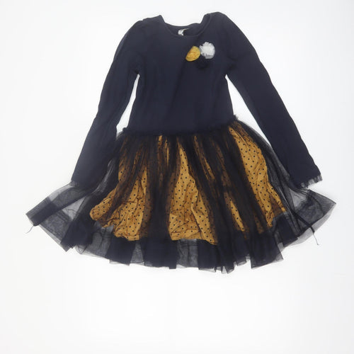 Dunnes Stores Girls Black & Mustard Polka Dot Tutu Dress Age 8 Years