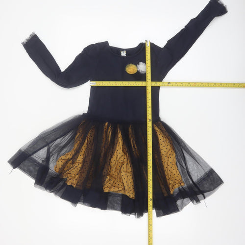 Dunnes Stores Girls Black & Mustard Polka Dot Tutu Dress Age 8 Years