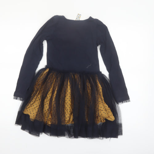 Dunnes Stores Girls Black & Mustard Polka Dot Tutu Dress Age 8 Years