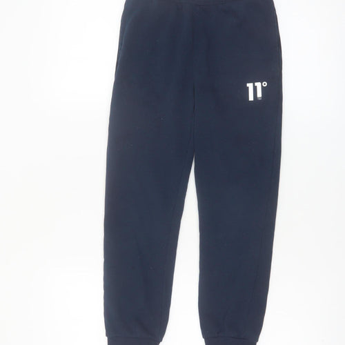 11 Degrees Boys Blue Jogger Trousers 8-10 Years Cotton Blend Fleece