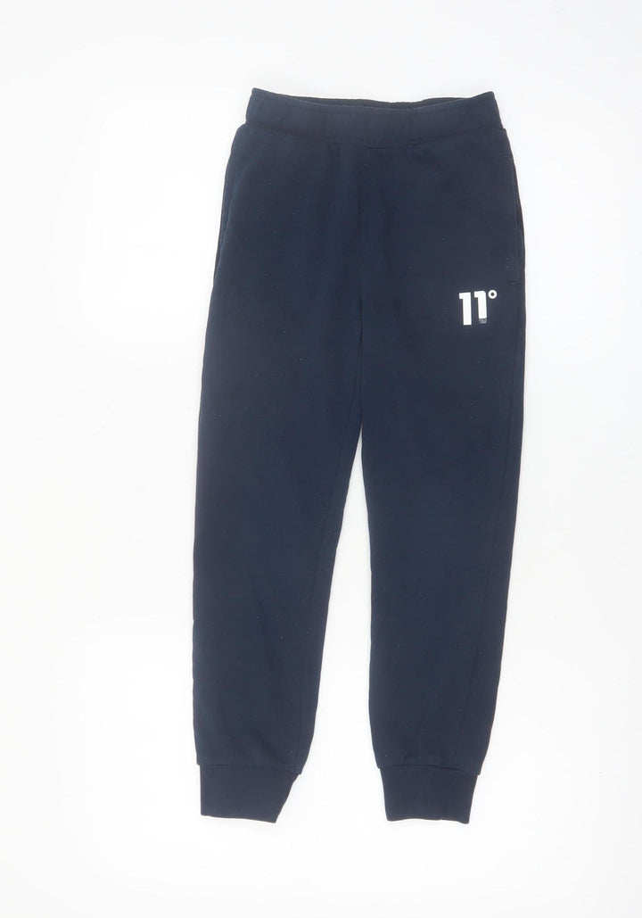 11 Degrees Boys Blue Jogger Trousers 8-10 Years Cotton Blend Fleece