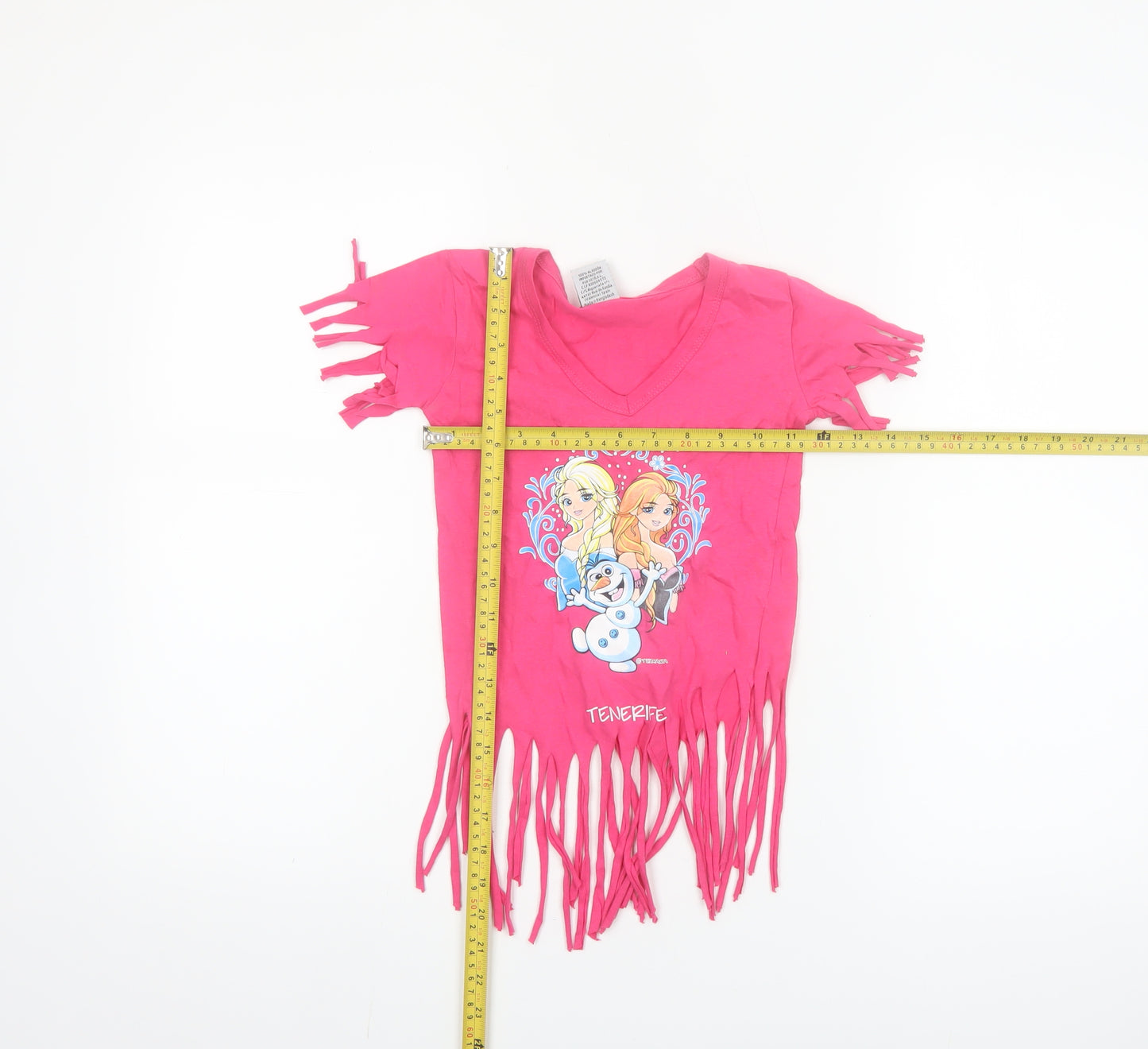 Texmania Girls Pink Frozen Fringe V-Neck T-Shirt 4 Years