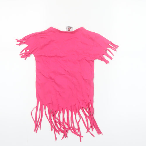 Texmania Girls Pink Frozen Fringe V-Neck T-Shirt 4 Years
