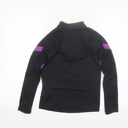Nike Boys Black Barcelona Dri-FIT 1/4 Zip Long Sleeve Football Top S