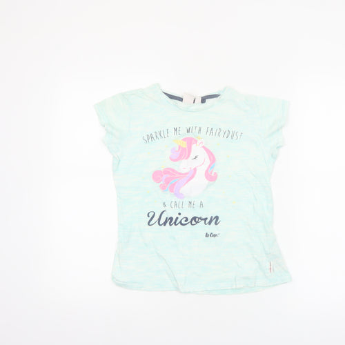 Lee Cooper Girls Blue Unicorn Graphic Short Sleeve T-Shirt 11-12 Years