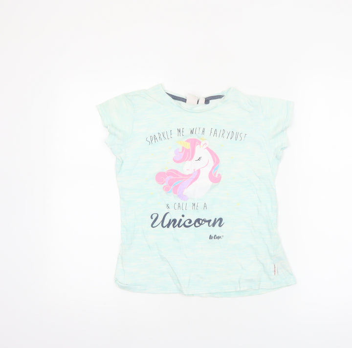 Lee Cooper Girls Blue Unicorn Graphic Short Sleeve T-Shirt 11-12 Years