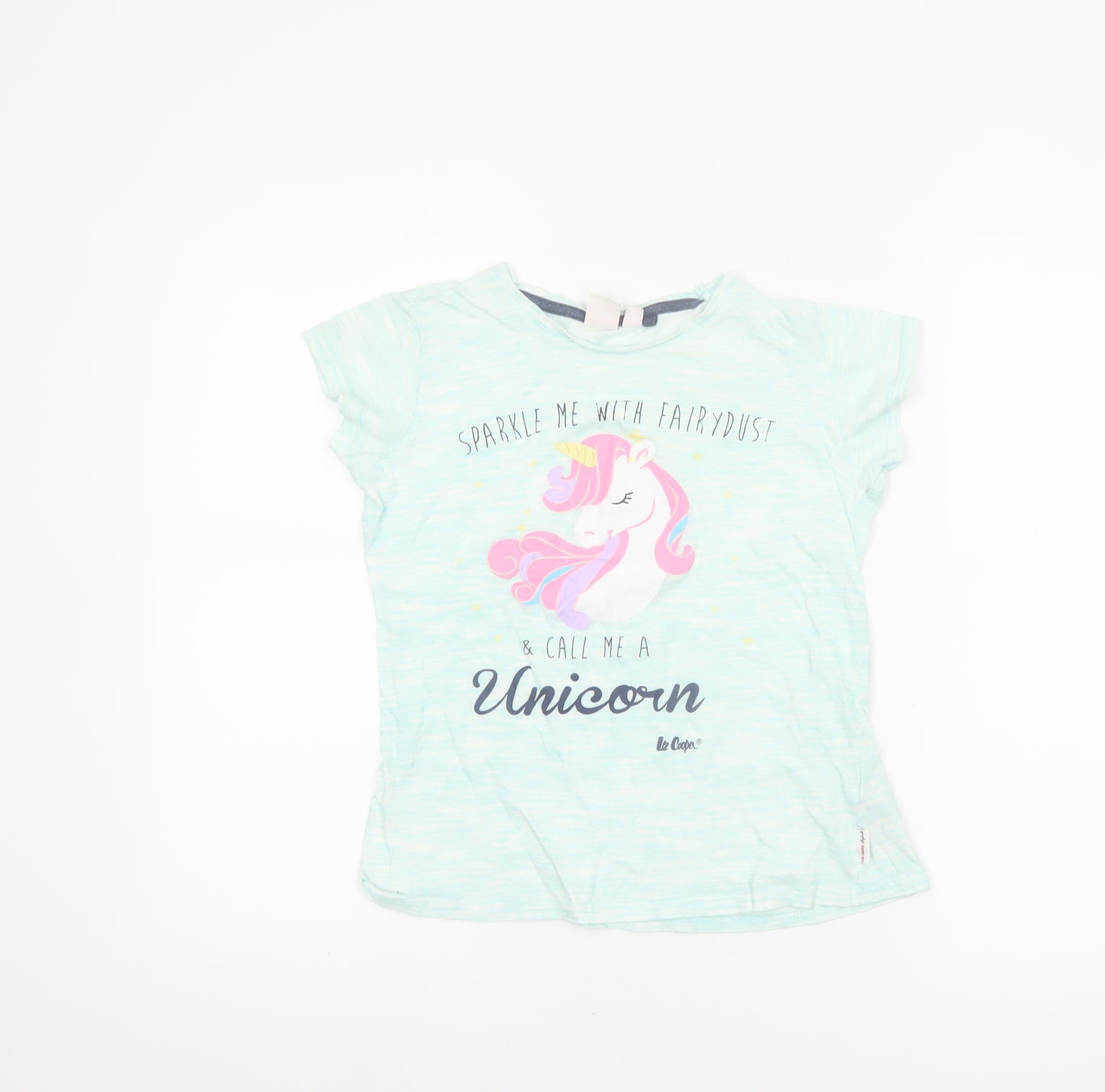 Lee Cooper Girls Blue Unicorn Graphic Short Sleeve T-Shirt 11-12 Years