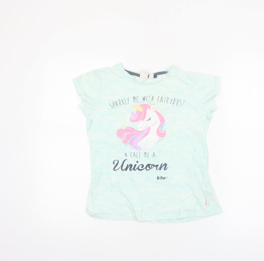 Lee Cooper Girls Blue Unicorn Graphic Short Sleeve T-Shirt 11-12 Years