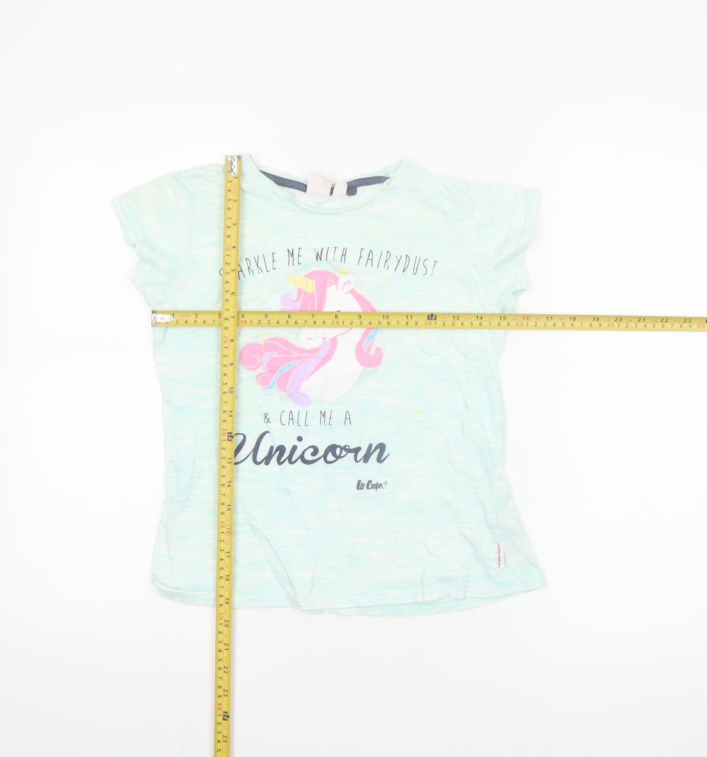 Lee Cooper Girls Blue Unicorn Graphic Short Sleeve T-Shirt 11-12 Years